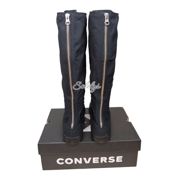 Converse CTAS XXHI Womens 5.5 Black Purple Knee High Canvas Zipper Sneaker Boot - Picture 4 of 12